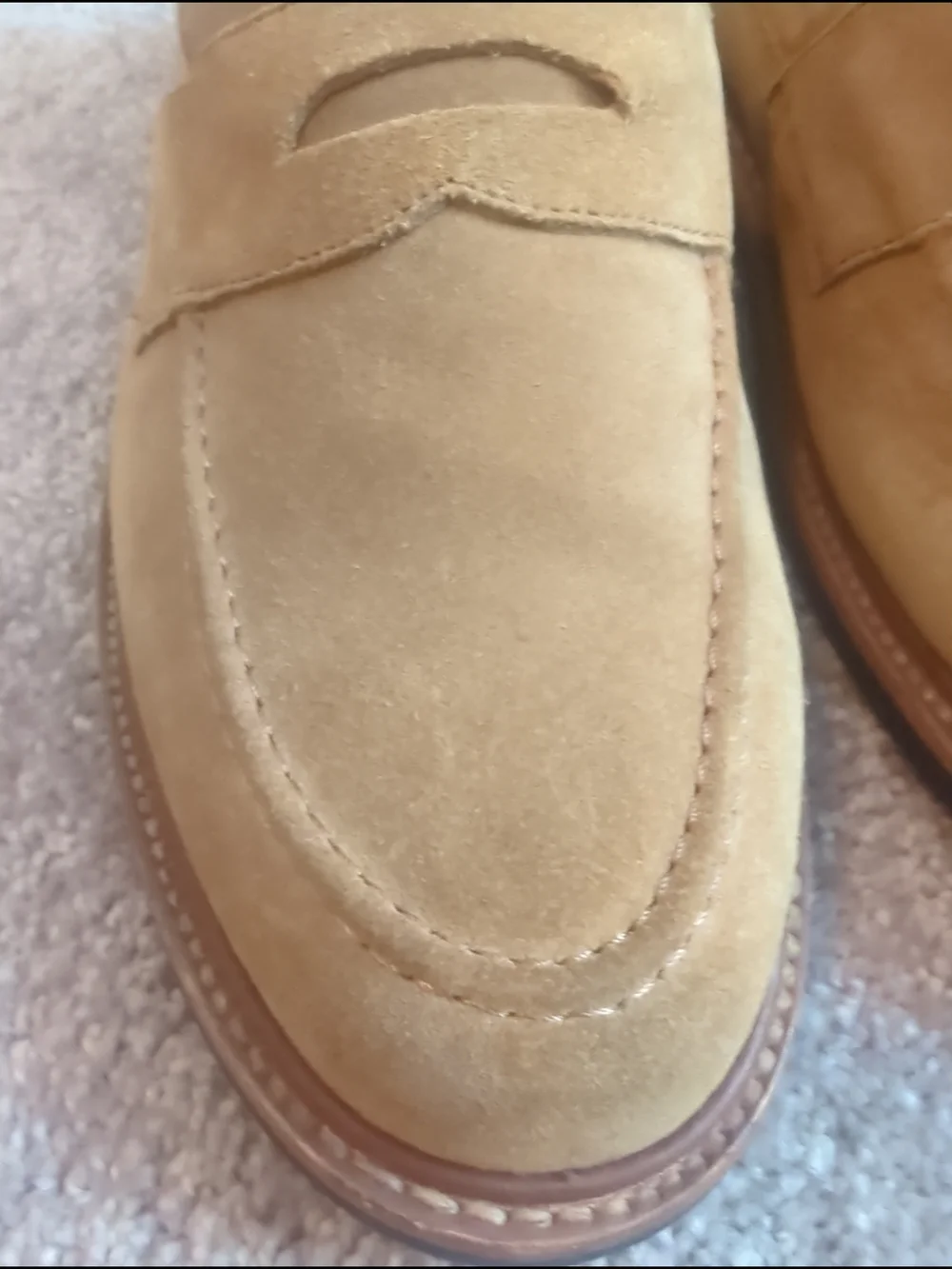 Taylor Stitch Light Tan Suede Slip-On Penny Loafers